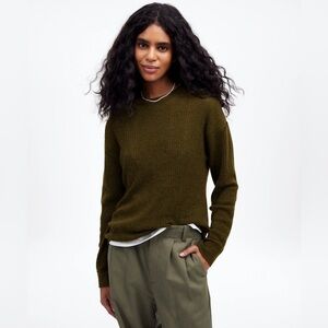 Madewell Ribbed Alpaca-Blend Crewneck Sweater in Kale Green NT578